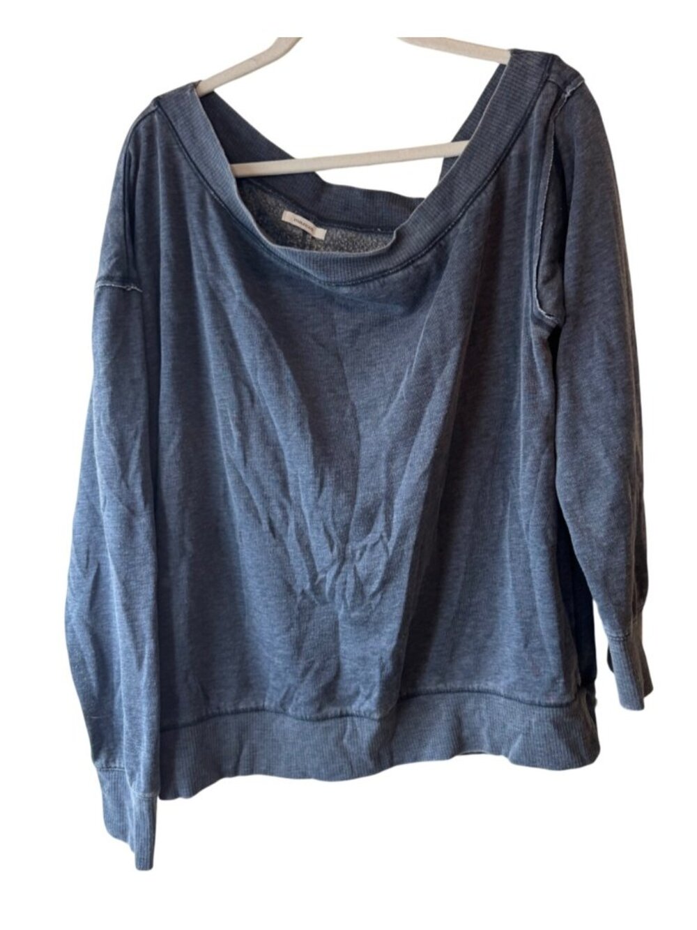 Maurices Women's Blue Long Sleeve Pullover Sweatshirt Top cotton blend XL READ